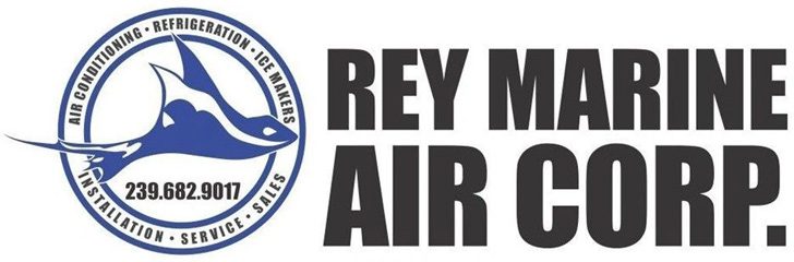 A logo for rey marine air corp.